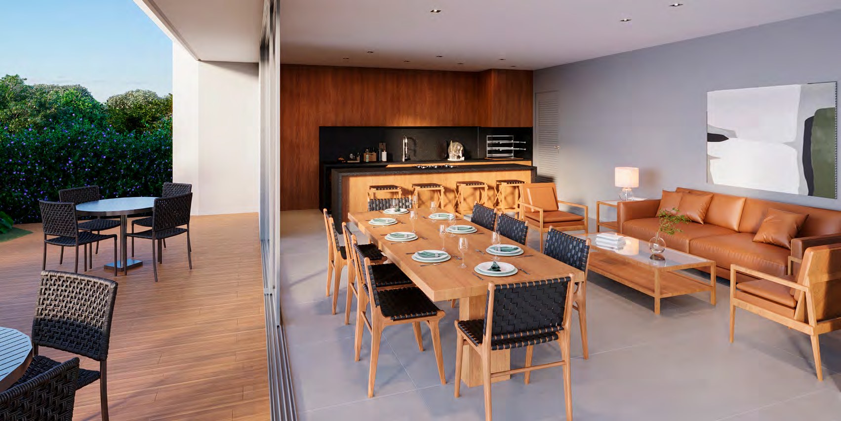 Perspectiva ilustrada: Casa gourmet com deck