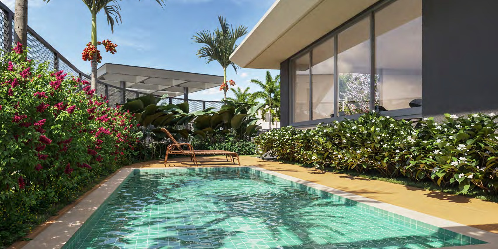 Perspectiva ilustrada: Piscina com deck